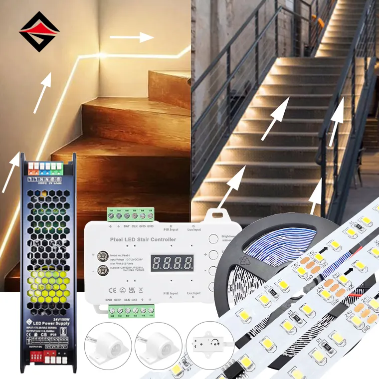 Juego de tiras de luz de escalera LED personalizable