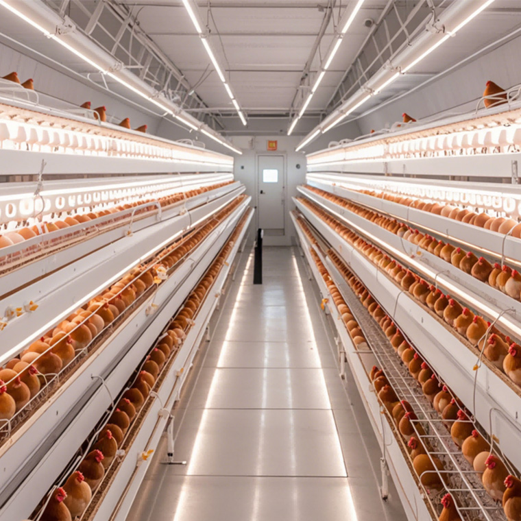 Aplicación de tiras de luz LED en la cría de gallinas